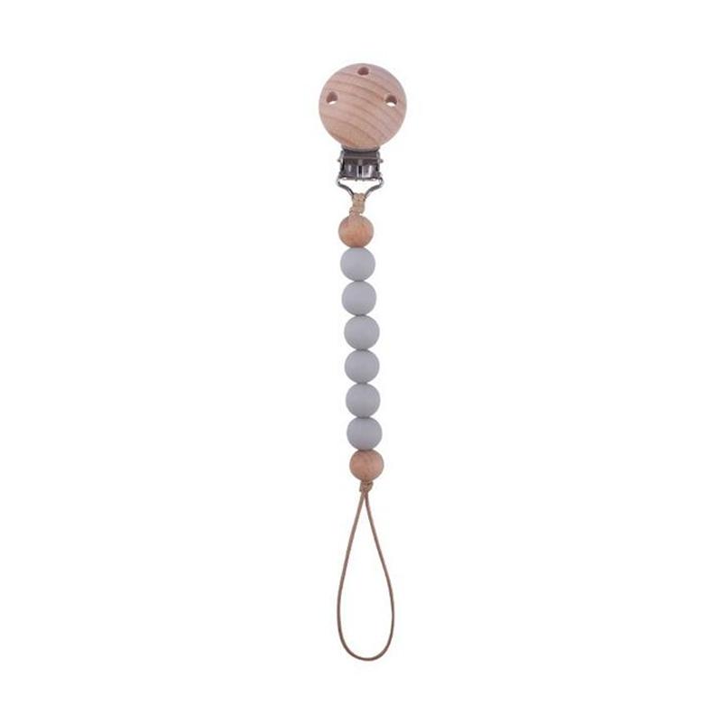 Beech Wood Chew Silicone Bead Pacifier Clips Dummy Chain Holder Newborn Soother Chains Nipple Holder Baby Teething Toys Gifts