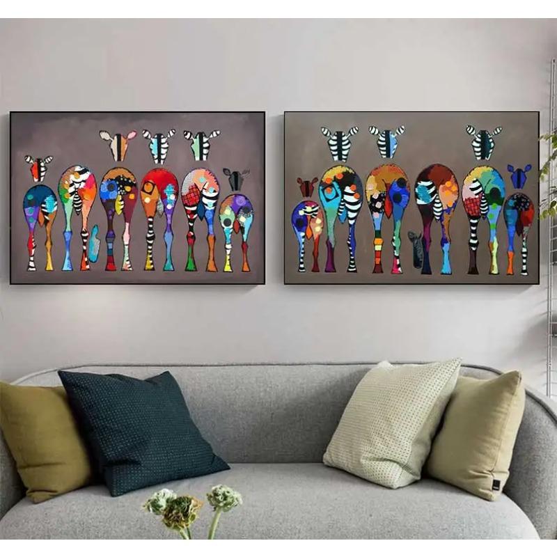 Afrikanische Tiere Kunstbilder Für Wohnzimmerwand Abstrakte Zebra Leinwand Kunstgemälde An Der Wand Bunte Tiere Kunst Drucke