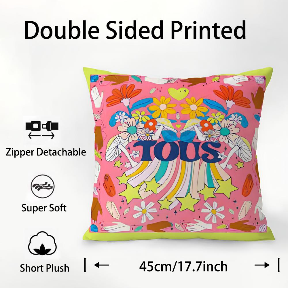 CRAFTED WITLOVE T-tous Pillow Case Plush Fabric Soft Double Sided Print Sofa Cushion Cover Throw Pillow Covers