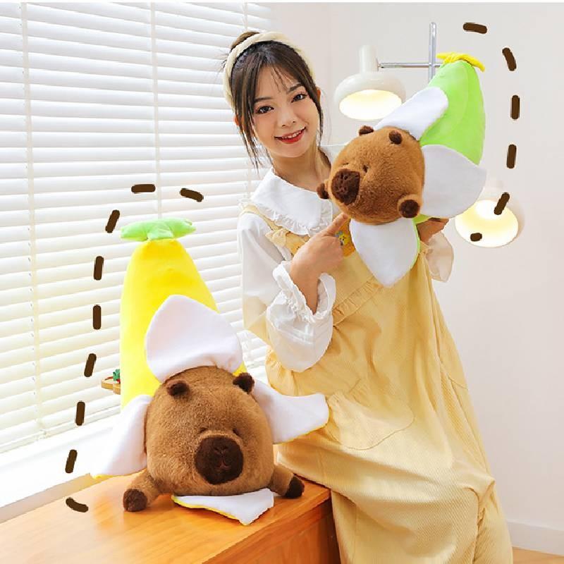 Capybara Plush Banana Toys Cartoon Animals Fill Doll Pillow Cushion Xmas Gifts
