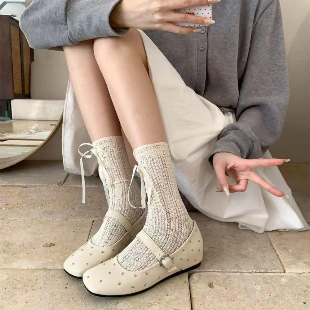 Damen Schuhe mit innerer Erhöhung, eckiger Zehenbereich, Mund-Einzelschuh mit weicher Lederschnalle, Mary Jane Schuhe, Ballerinas Damen