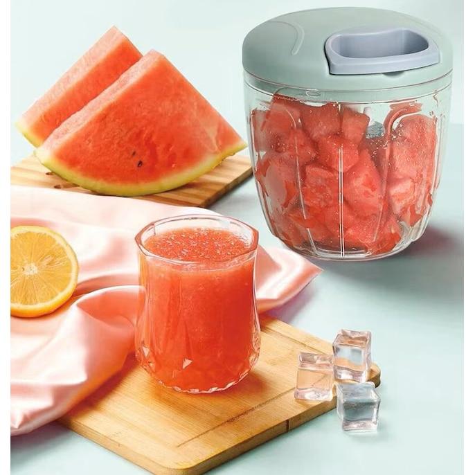Feliator Manual Vegetable and Fruit Chopper 900ml 5 Stainless Steel Blades Green 12.5x12.5x14cm