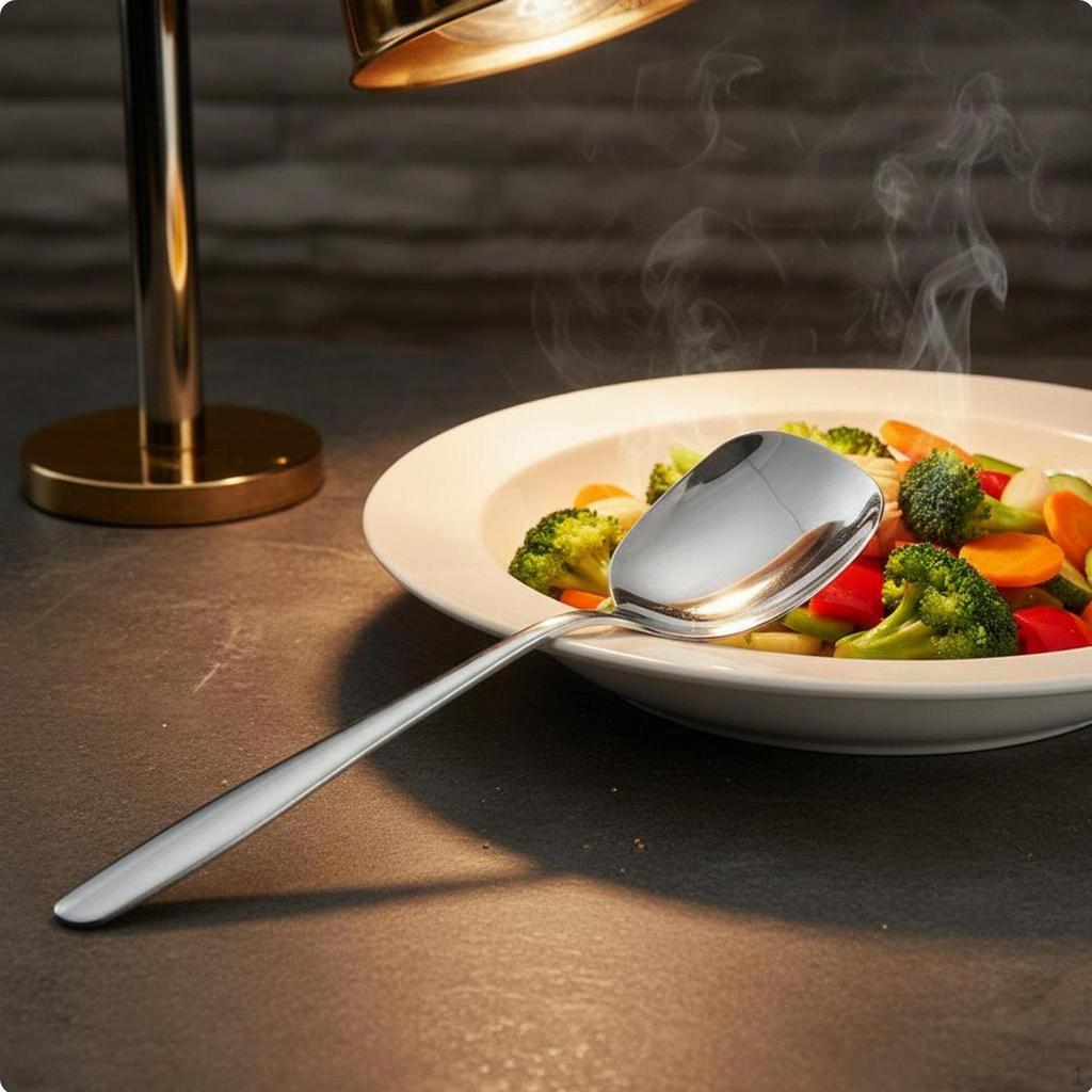 Stainless Steel Serving Spoon Professional Mirror Polished Kitchen Utensil for Caterers, Family