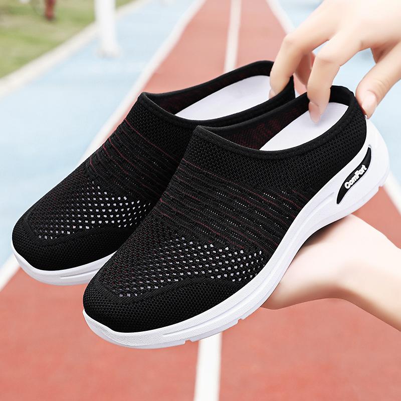 Women Closed Toe Slippers Breathable Slip On Slides Soft Sole Casual Outdoor Shoes Solid Color Versatile
