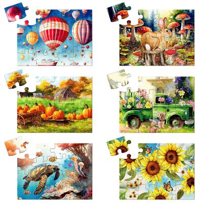Liliful 6 Pack 16 Piece Large Puzzle for Seniors Wooden Dementia Puzzle Puzzle Easy Puzzle for Seniors X Inch Jigsaw Puzzle for Adults Disease