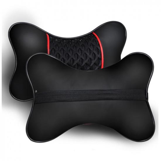 Car Seat Headrest Neck Cushion Pillows For Four Seasons Accessory Black  2PCS