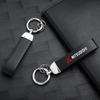 Car Key Accessory New Metal Leather Emblem Keychain Key Ring Cover For Mitsubishi ASX Lancer Pajero Outlander L200 EVO Accessory