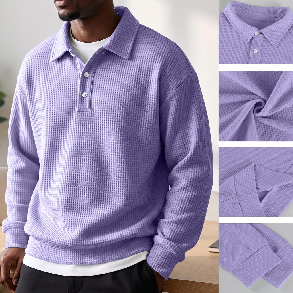Men's Casual Long Sleeve Knit Shirt Color for Athletic Wear