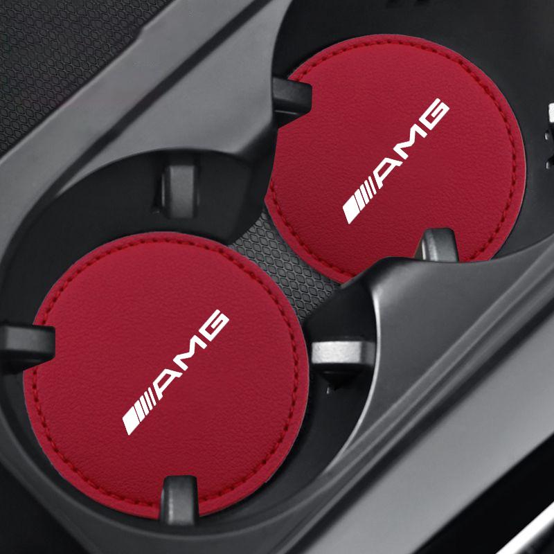 

GLC GLB 2PCS Car Coaster Anti-Slip Cup Parts Cushion Holder Mats Accessory For Mercedes Benz AMG W204 W205 W203 W211 W212 W213
