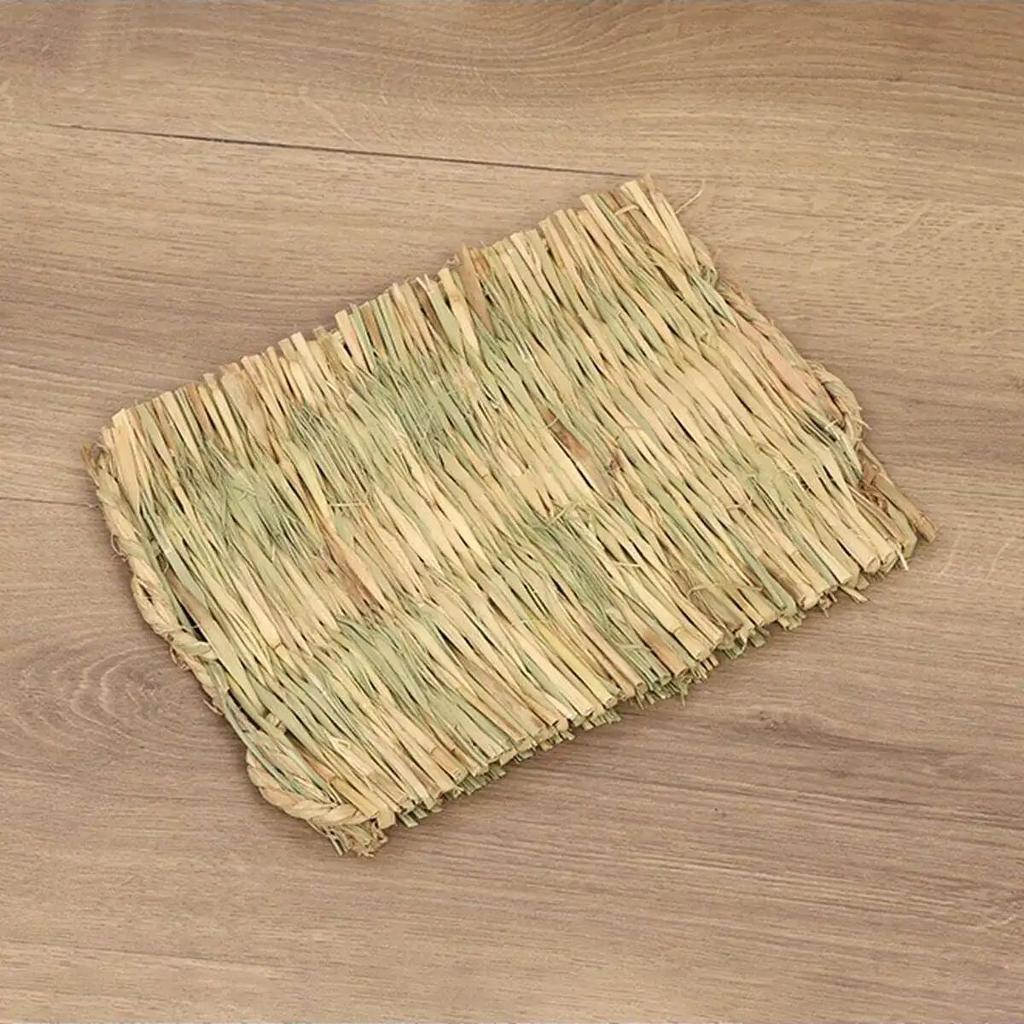 1pc- Bunny Grass Mat Small Animal Woven Hay Mat Natural Straw Bedding Resting Cage Mat For Guinea Pig Chinchilla Hamster Rat