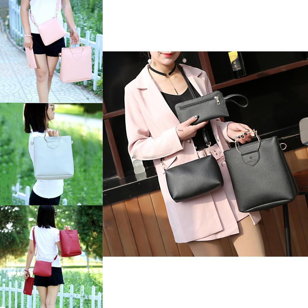 Korean Creative European And American Simple Cat Iron Handbag Three-piece Set Soft Pu Material