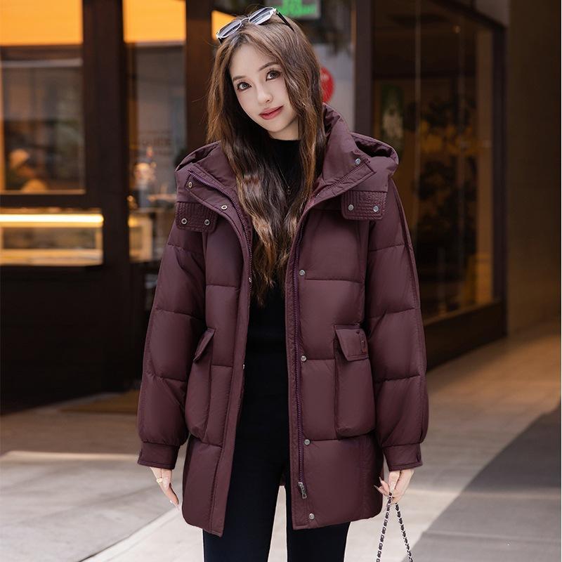 Winter new down cotton-padded clothes women's medium and long thickened cotton-padded clothes fashionable loose hooded warm cotton-padded jacket