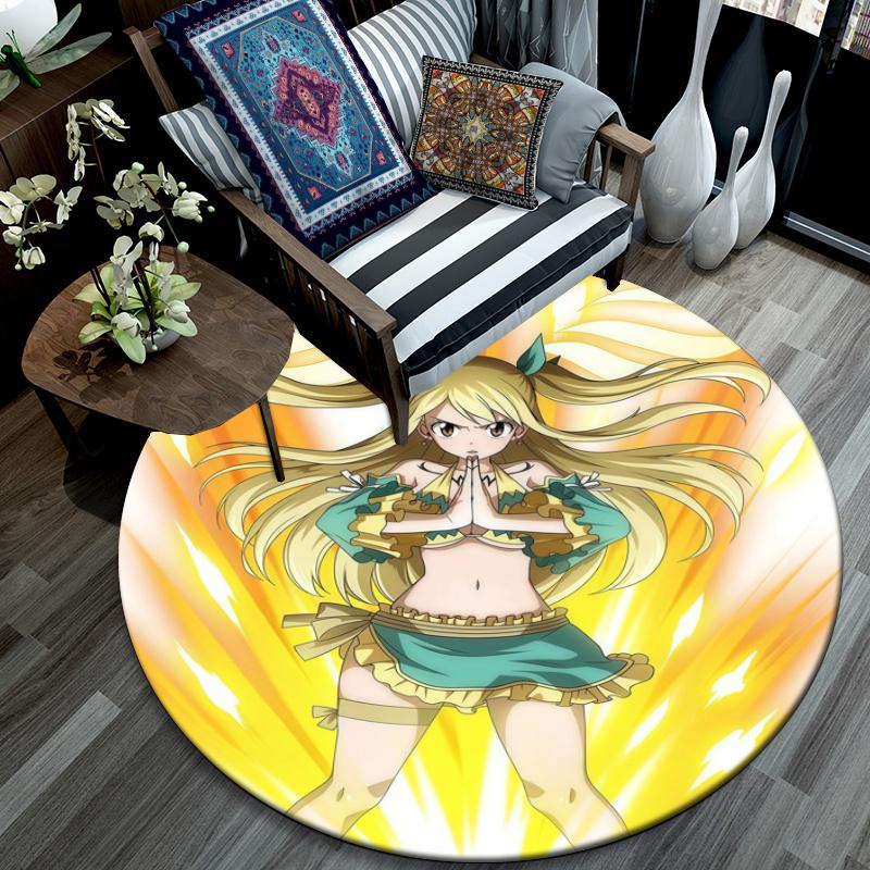 Lucy Heartfilia pattern round rug,Carpet Rug for Living Room Bedroom Playroom ,Non-slip Floor Mat,Holiday Gifts and Birthday Gifts.