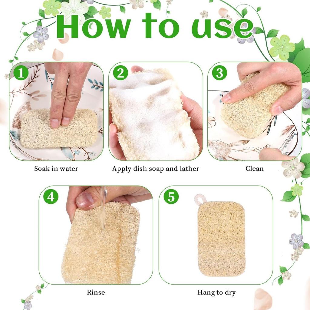 Loofah Dish Sponge 10 PCS Natural Sponges Compostable Natural Loofah Sponges Uses For Kitchen
