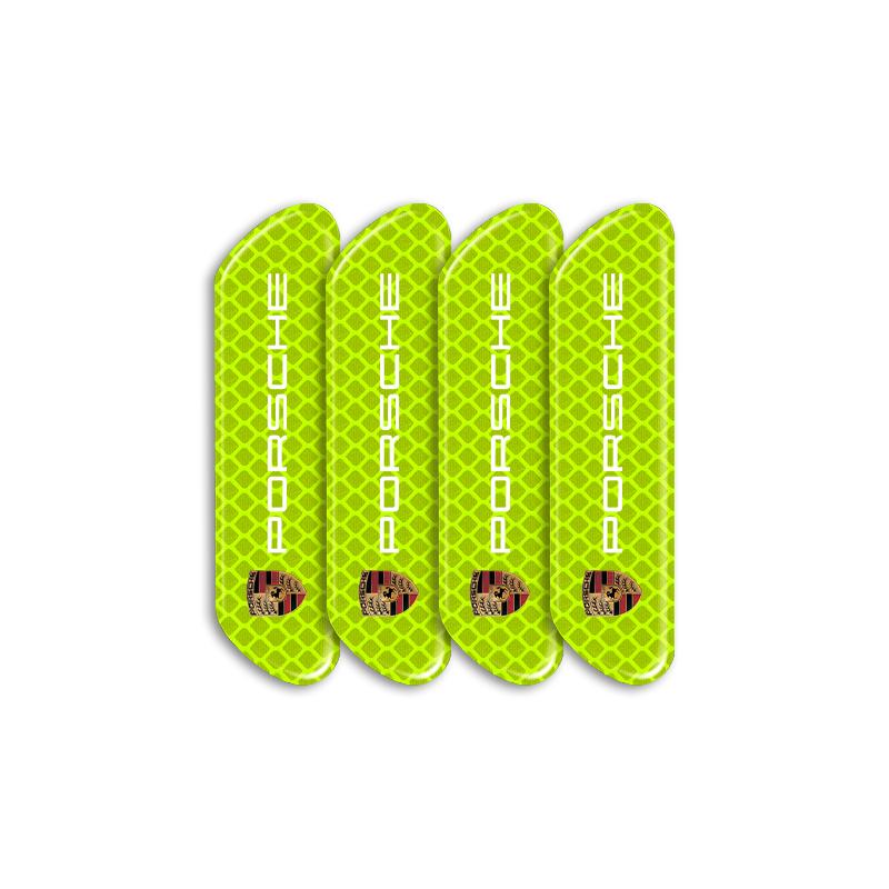 4PCS Car Door Safety Warning Reflective Mark Sticker Emblem For Porsche Boxster Cayenne Panamera Macan Cayman 911 918 996 917