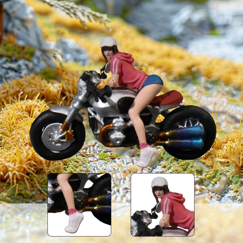 1:64 Miniature Figure Motorcycle Rider DIY Projects Painted Ornament Diorama
