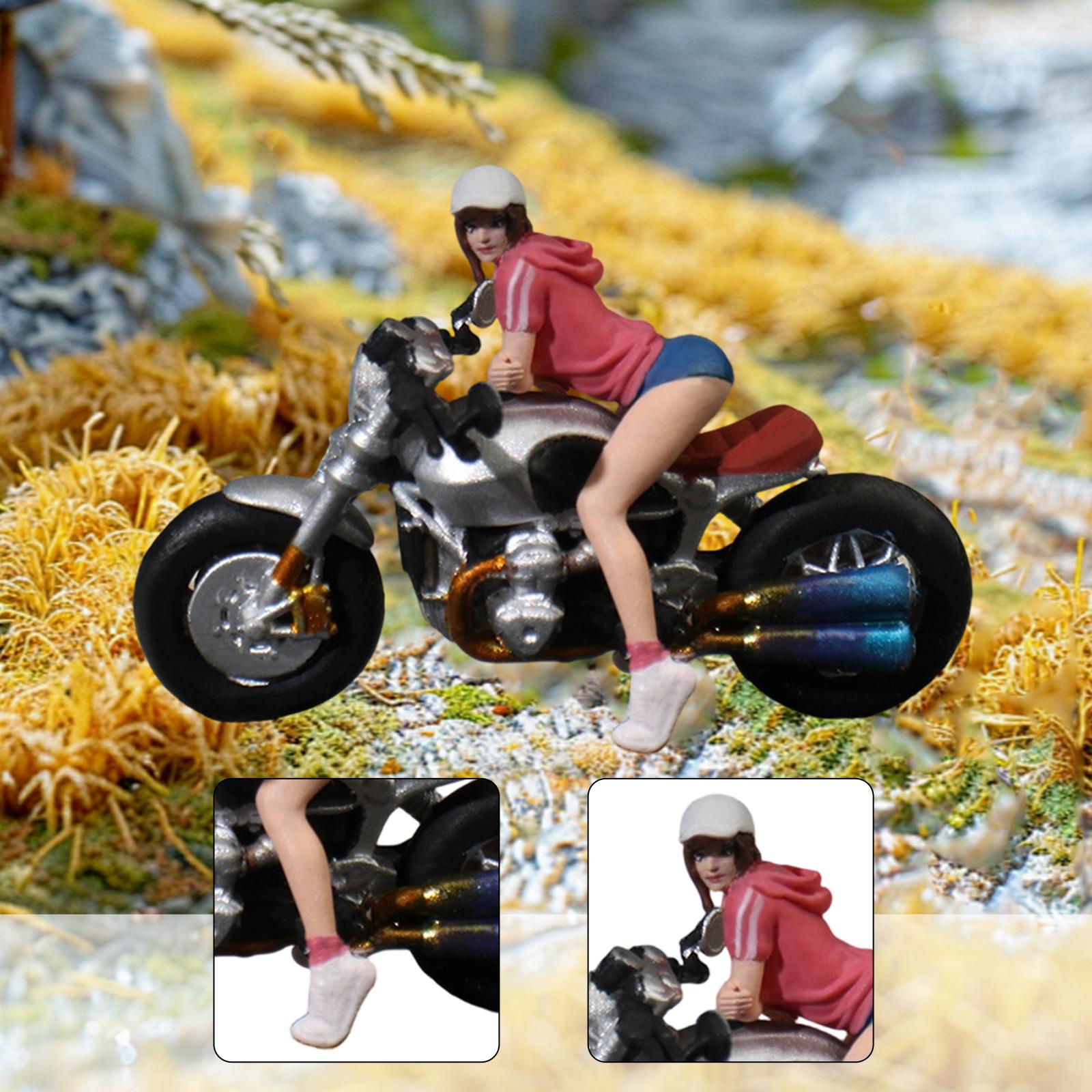 1/64 Miniature Figure Motorcycle Rider DIY Projects Tiny Collectibles Decoration Mini People Figurine Trains Architectural Model