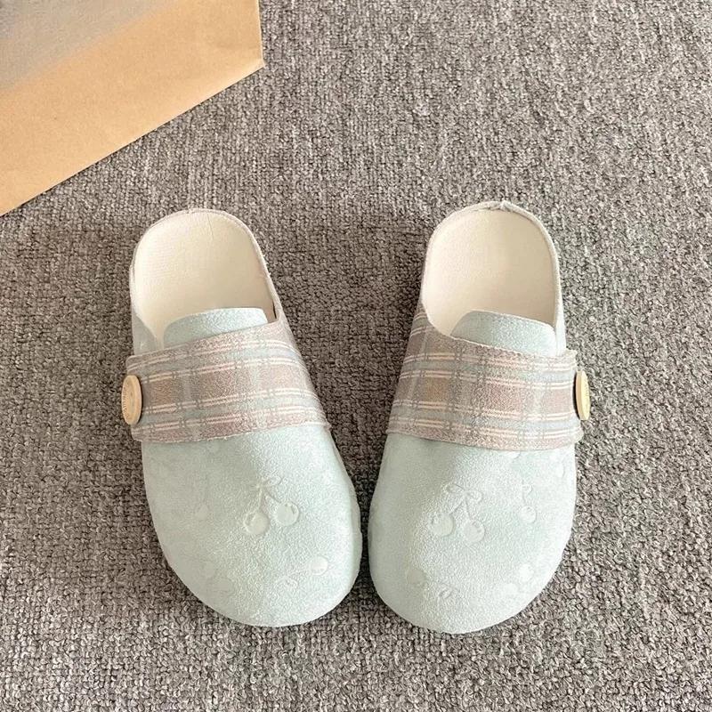 Fashion Platform Women's 2025 Summer New Lazy Baotou Half Slippers Wear Belt Buckle