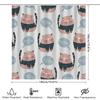 Whimsical Cat Shower Curtain Pink Black Striped Feline Print Polyester Fabric Waterproof Home Decor Item For Bathroom