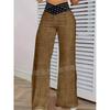 Womens High-Waisted Wide-Leg Pants With Cutout Waistband Casual Office Trousers Stretchy Loose Fit