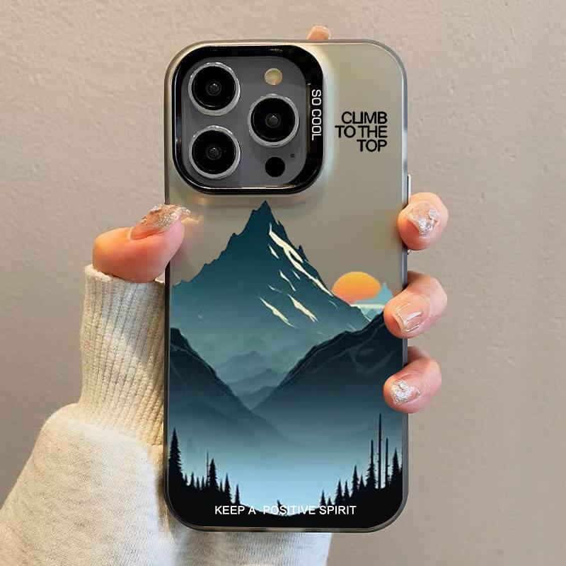 Shockproof Sunset Phone Case Iphone16pro For iPhone 16 15 Pro Max 16E 14 13 12 11 16Plus Personalized Mountain Peak Aircraft