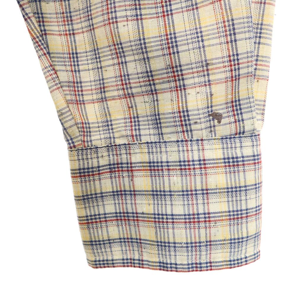 Lee 80s Made In USA Vintage Check Long Sleeve Western Shirt Beige Men's Used