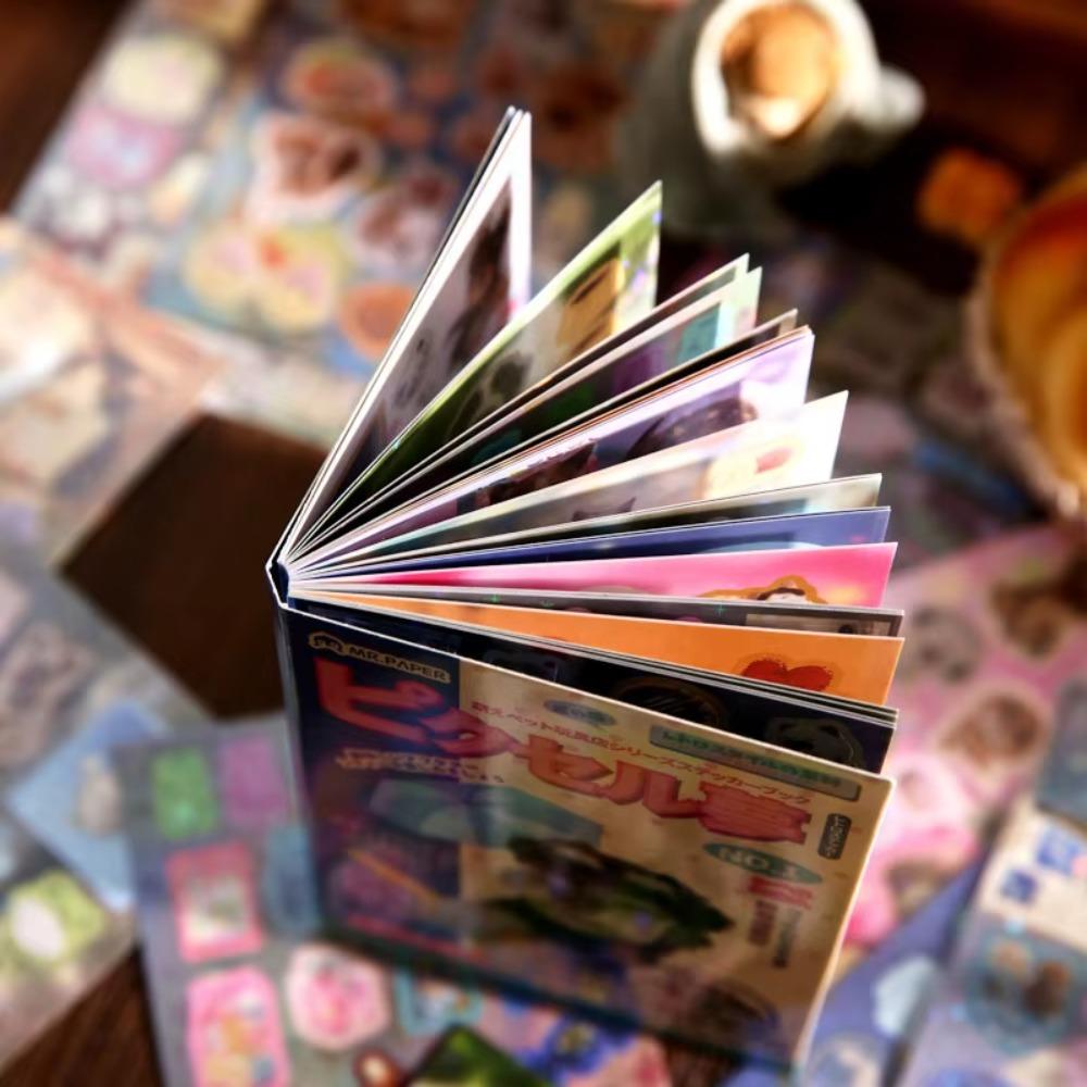 30sheets Star Flash Film Stickers Book Cute Pet Food Play Store Series Retro Style DIY Decoration Sticker Full Die-Cut