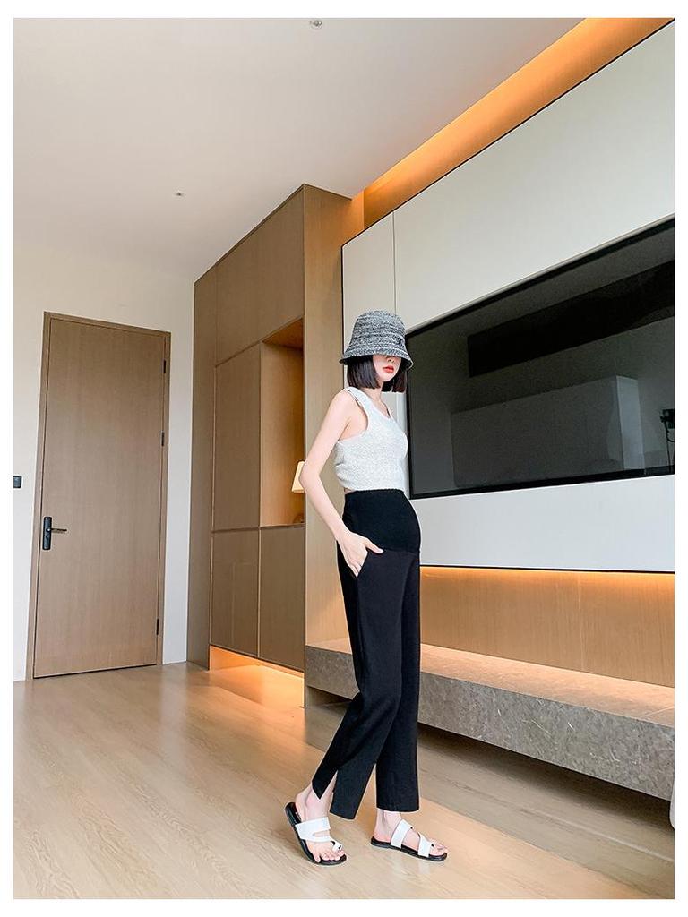 High Elastic Belly Support Maternity Slimming Straight-Leg Pants for Spring, Summer, and Autumn
