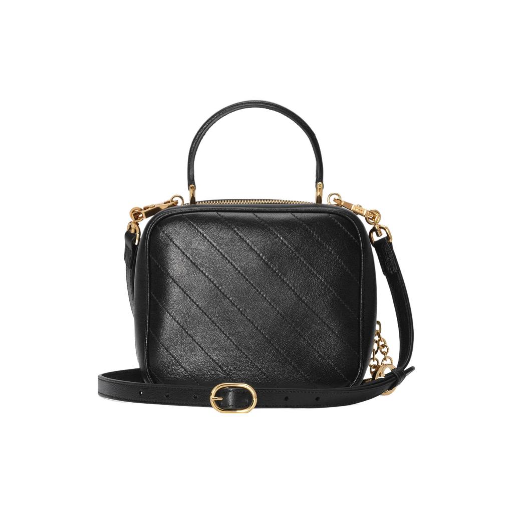 Gucci Blondie Runde Ineinandergreifende Doppel-G Reißverschluss Leder Schulter Crossbody Handtasche Damen Handtaschen Schwarz 744434-1IV0G-1000