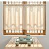 Linen Textured Short Cafe Curtain Solid Color Semi‑Shading Rod Pocket Window Curtain Kitchen Bathroom Small Window Drape Home Decor