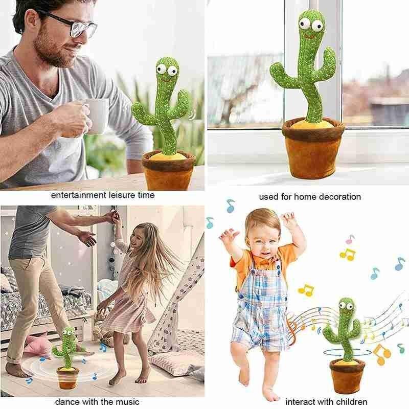 Kids Electronic Shake Dancing Toy with The Song Plush Cute Dancing Cactus Toy Early Childhood Education Toy for Children