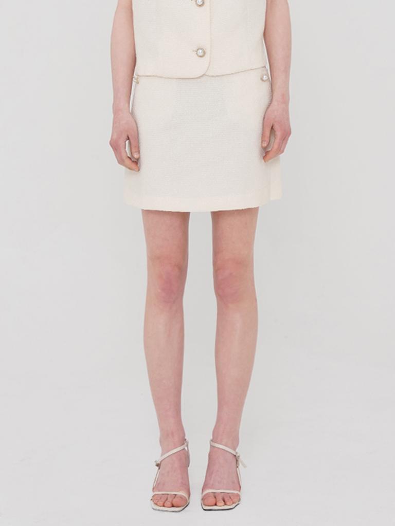 SISTERHOOD Tweed A-Line Mini Skirt - Ivory