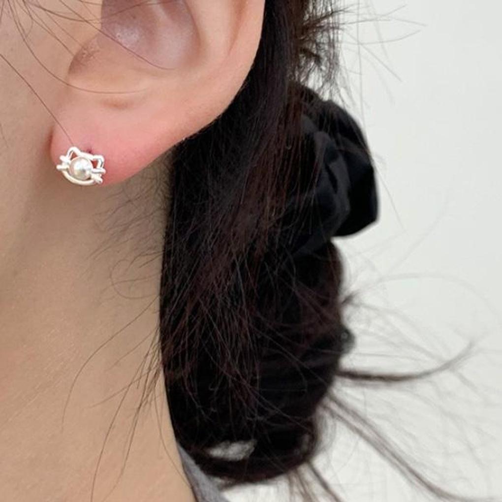 Damen Alltags-Accessoire Katze Schwalbe Perlenohrringe