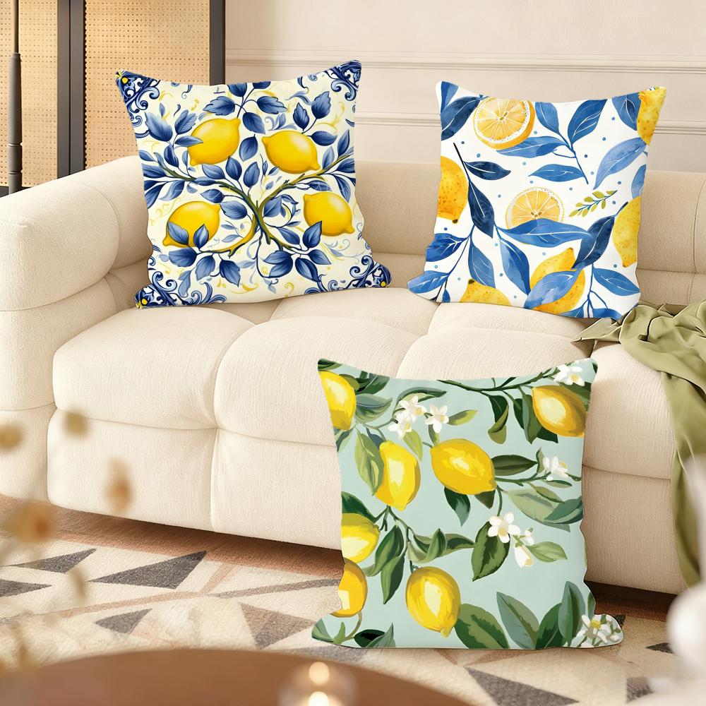 Lemon Tree Cushion Cover Soft Short Plush Pillow Cover Smooth Cozy Texture Aesthetic Cushion Case Home Decor