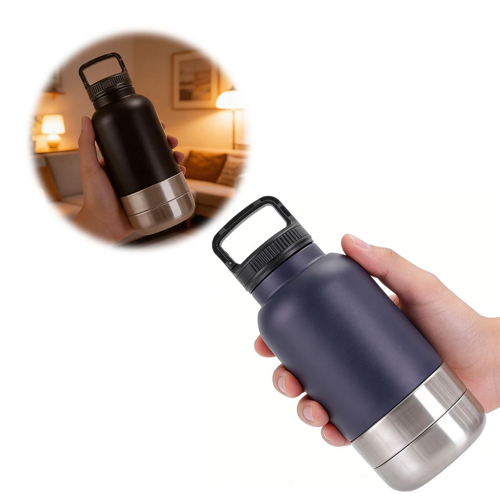 3-in-1 Insulated Dogs Travel Bottles Stainless Steel Pet Water Dispenser with 2 Detachable Bowls for Walking Travel Camping