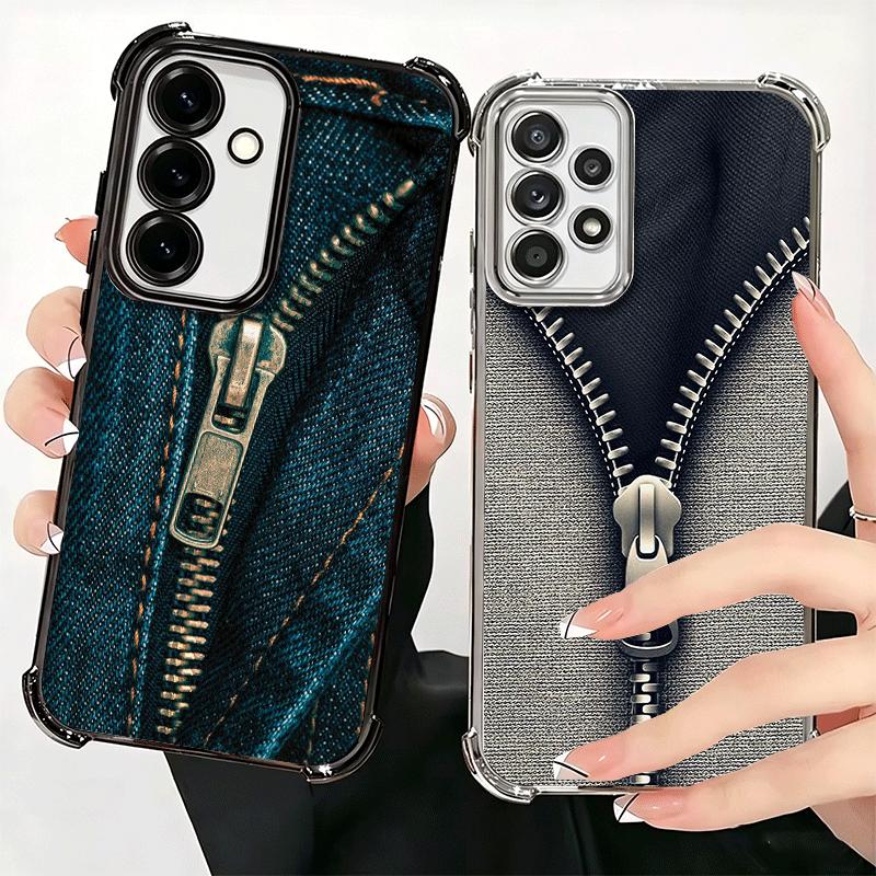 Retro Zipper Jeans Pattern Soft Phone Case For Samsung A17 A27 A07 A37 A57 A16 A56 A15 A55 A14 A54 A13 A53 A26 A36 A25 A35 A24 A