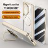 Lens Protect Stand Magnetic Phone Case for Samsung Galaxy Z Fold 6 5G Magsafe Electroplated Hinge Clear Metal Ring Holder Cover