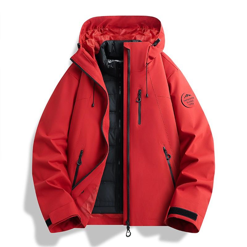Mens Womens 3-in-1 Waterproof Windproof Hiking Jacket With Removable Down Liner Outdoor Trekking Camping Cycling