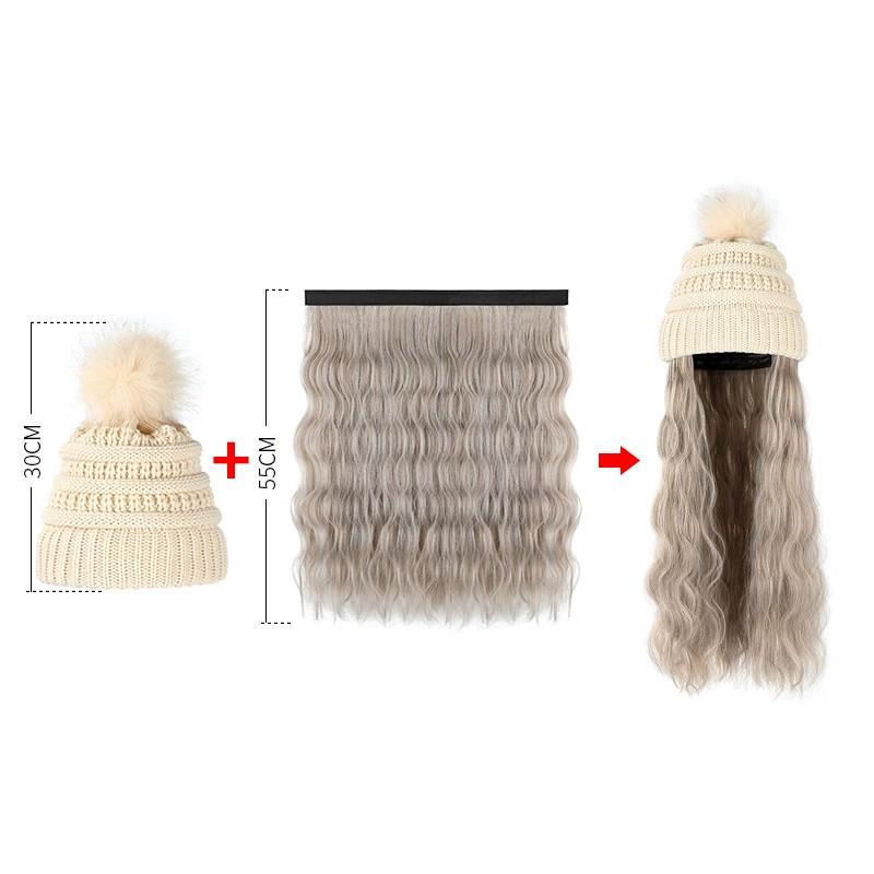 Winter Korean Style Wool Wig Hat: Warm Fleece-Lined, Thickened, Versatile, Knitted Hat