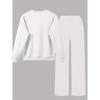 Women's Two-Piece Set with Crewneck Sweatshirt and Drawstring Straight-Leg Pants, Printed Design Fall Winter Sweatshirt Set