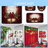 Festive Christmas Shower Curtain And Bathroom Mat Set With Waterproof Material