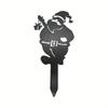 Metal Santa Claus Garden Stake Christmas Yard Decoration Metal Art Outdoor Ornament Festive Holiday Lawn Decor Metal Craft Stake
