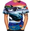 Nowa Letnia Koszulka z Kreskówkowym Nadrukiem 3D Wieloryba Zwierzęcia Morskiego Męska Damska z Okrągłym Dekoltem Krótki Rękaw Oversize Harajuku T-shirty Topy Odzież Dziecięca