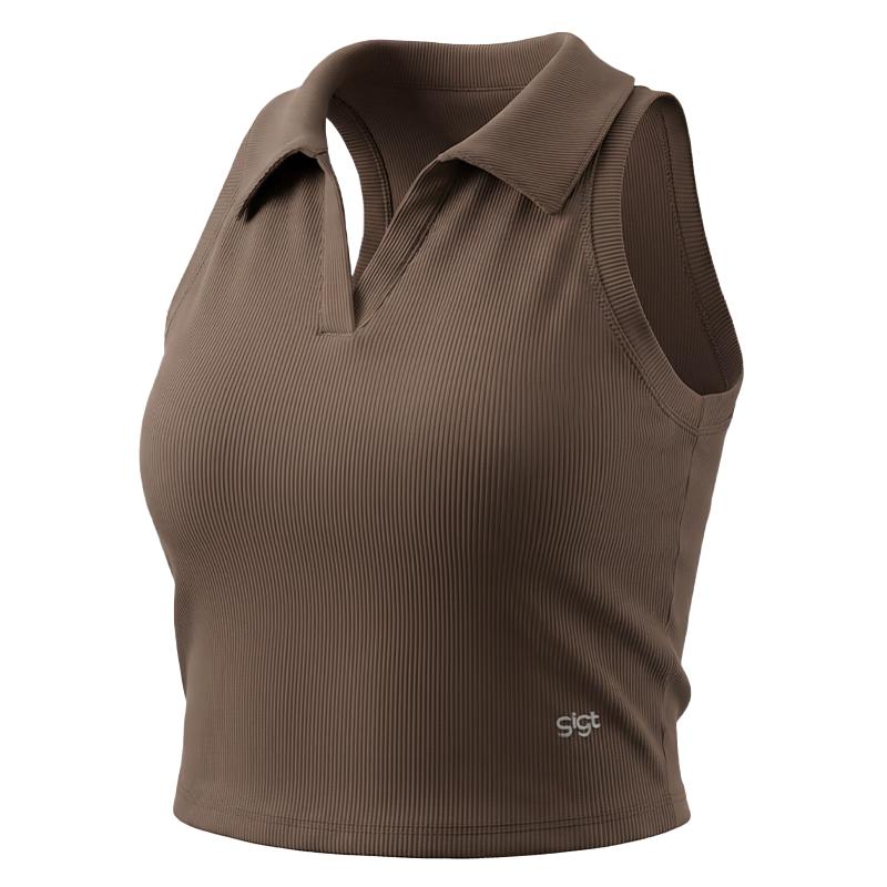 GIGT Women s Polo Collar Yoga Vest with Chest Pad M
