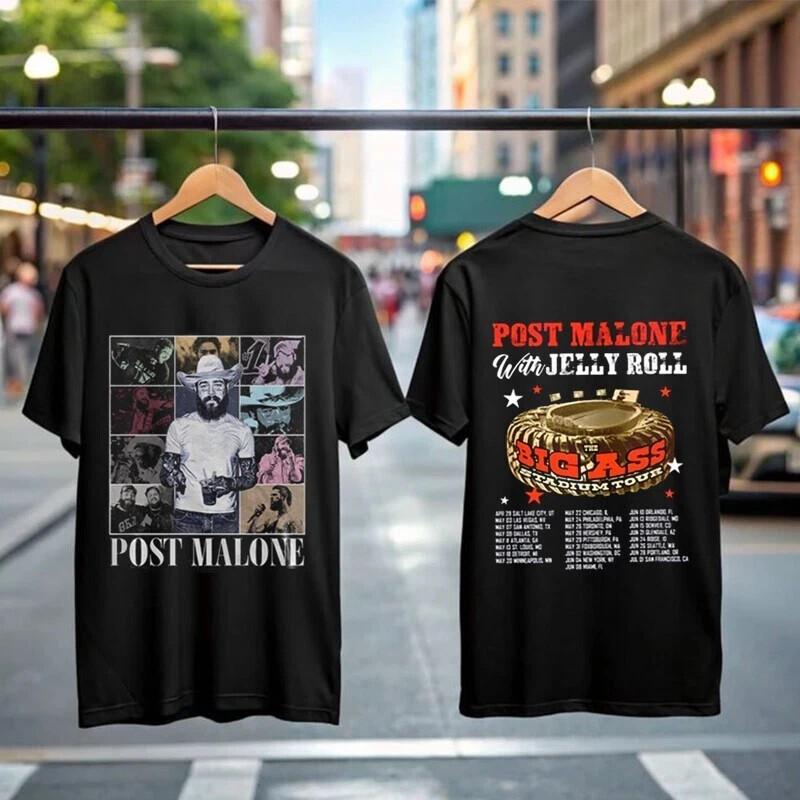 Post Malone Tour Music Shirt Posty Funny Tour 2025 Concert Tour Gift For Fan Unisex T-Shirt L