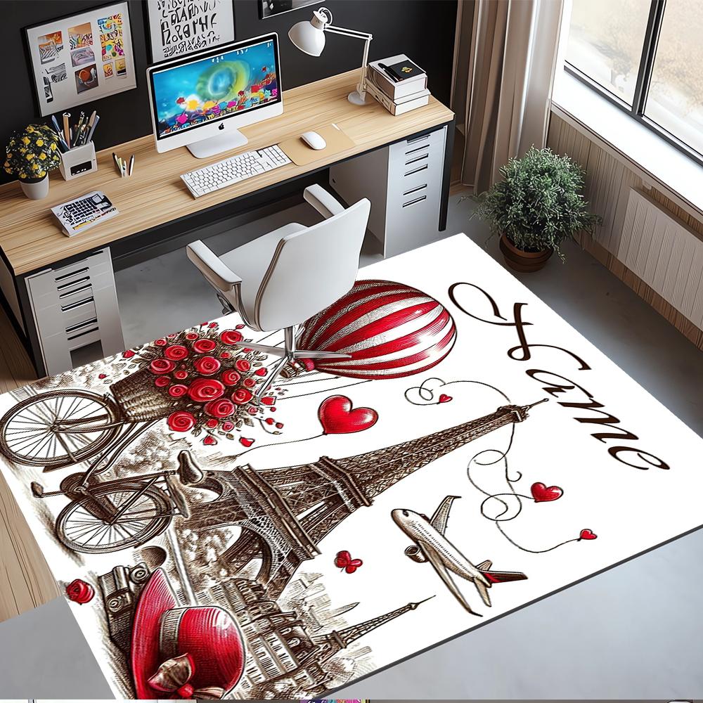 Custom Name Paris the Eiffel Tower Printed Carpet,Rug for Office Chair Living Room Bedroom Kitchen Room Decor Gifts.