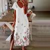 Women's Boho Dresses Floral Print Short Sleeve V Neck Dress Casual High Waist Beach Maxi Dress