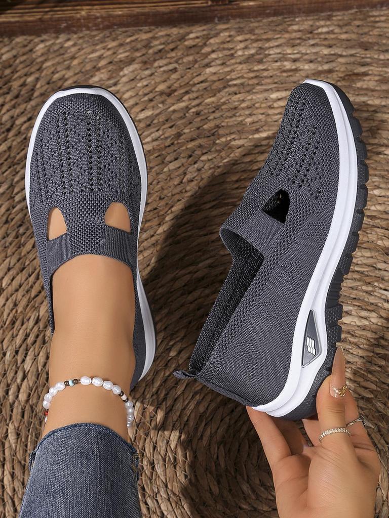 TEMU Übergrößen Freizeit-Loafer: Bequeme atmungsaktive Strick-Mesh-Schlupfschuhe für Mütter