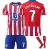 Teens Kids Adults Custome Name Football Kits 2023-24 Atletico Madrid Home #7 GRIEZMANN Training Jersey Set with Socks