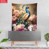 Peacock Tapestry Bird Art Wall Hanging Floral Bohemian Decor Elegant Home Decoration Tropical Nature Art Living Room Accent